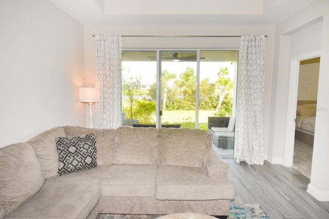 living room with hardwood / wood-style flooring