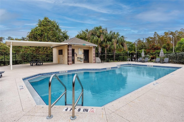 view of pool featuring a patio