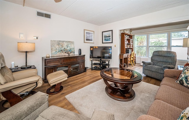 living room featuring light hardwood / wood-style floors