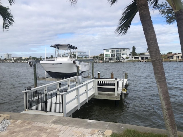 view of dock featuring a water view