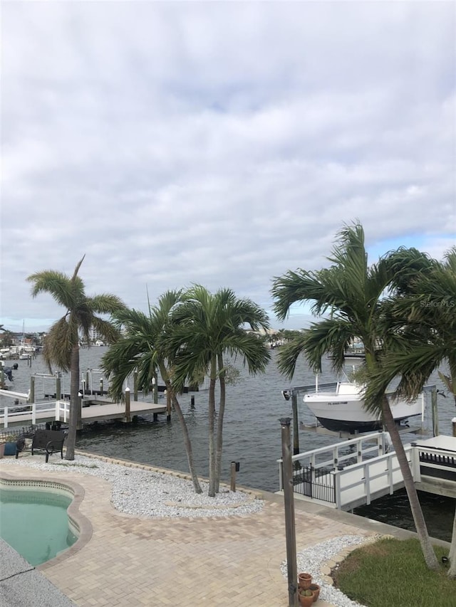 water view with a boat dock