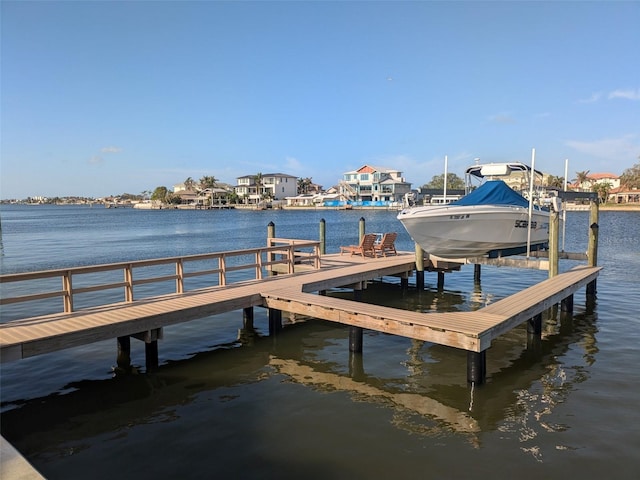 dock area featuring a water view