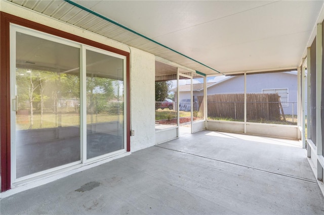 view of unfurnished sunroom