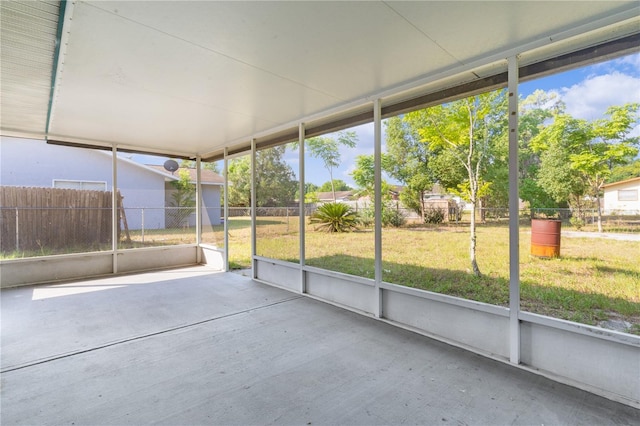 view of unfurnished sunroom