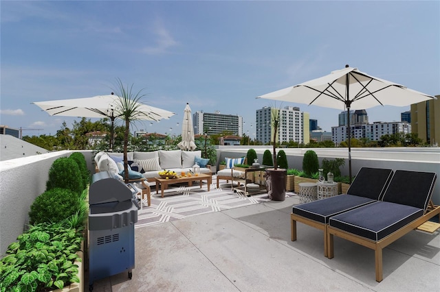 view of patio / terrace featuring an outdoor living space