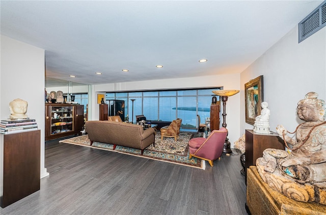 living room with hardwood / wood-style floors