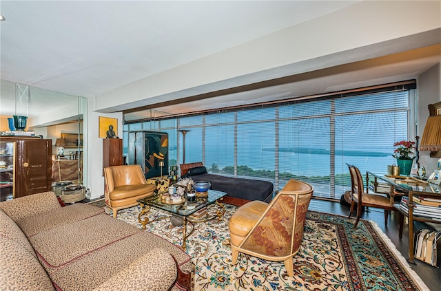 living room with hardwood / wood-style floors