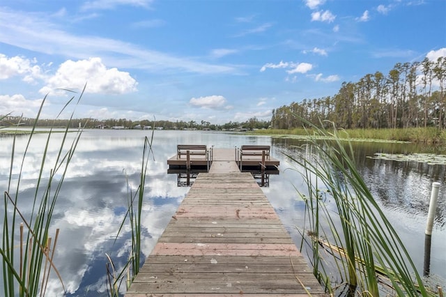 view of dock featuring a water view