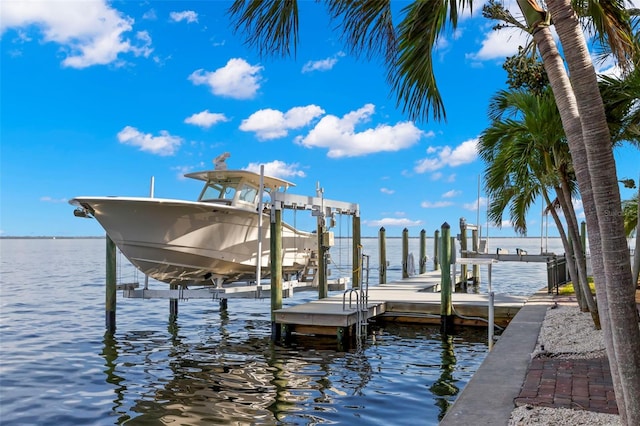 dock area with a water view