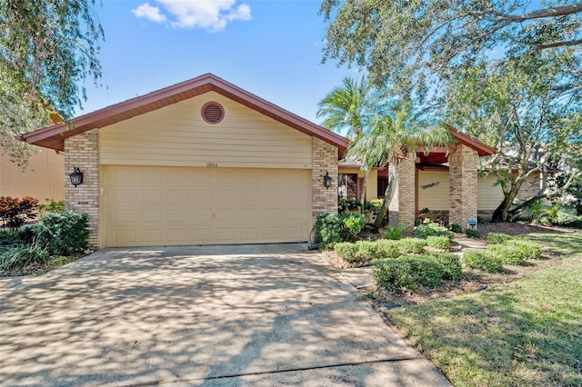 single story home with a garage