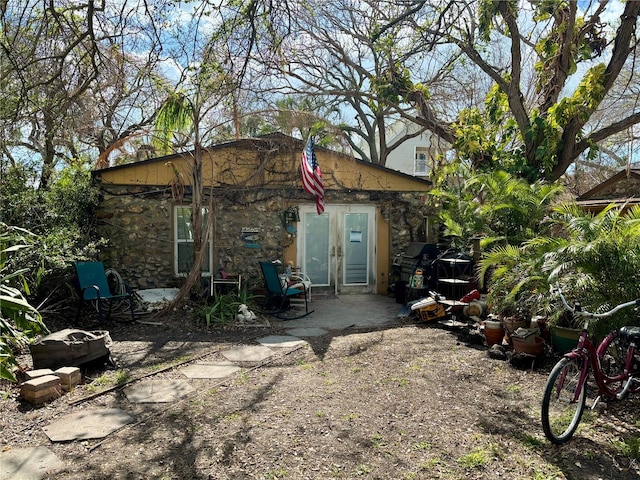 view of outdoor structure with french doors