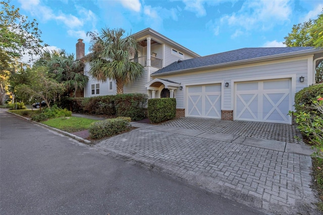 view of front of house with a garage