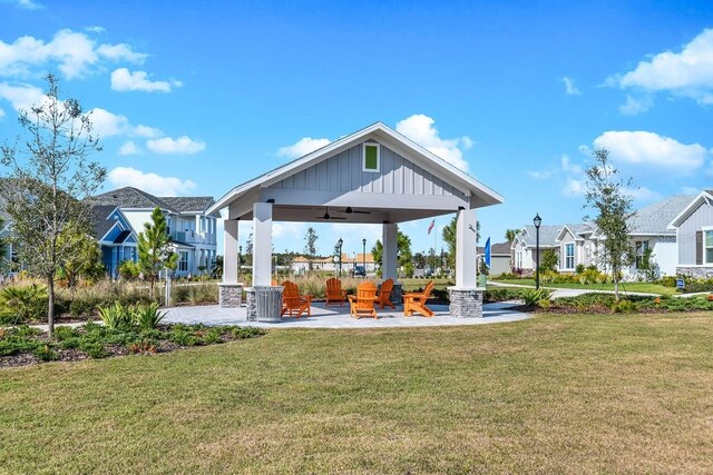 view of yard with a gazebo and a patio