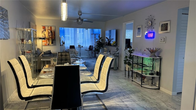 dining room featuring plenty of natural light and ceiling fan