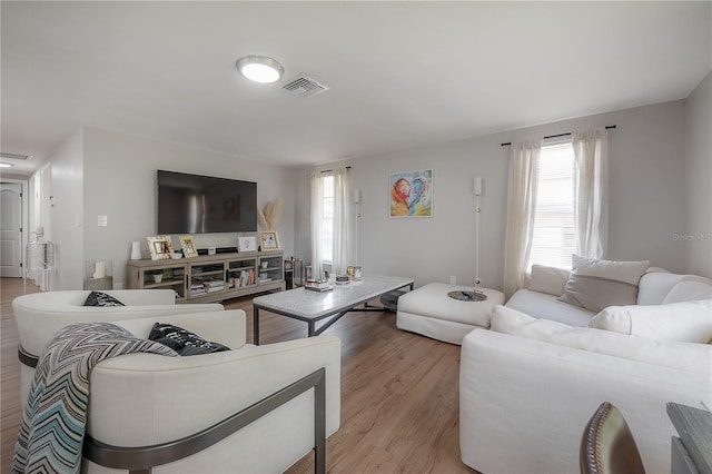 living room featuring light hardwood / wood-style floors