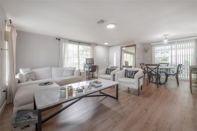 living room with hardwood / wood-style floors