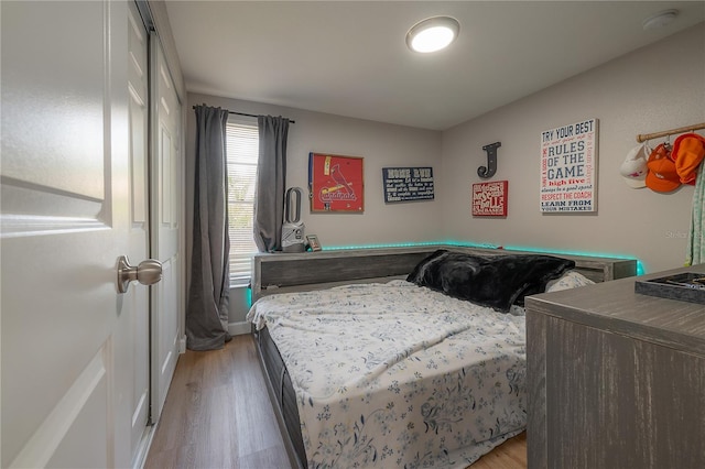 bedroom featuring light hardwood / wood-style flooring