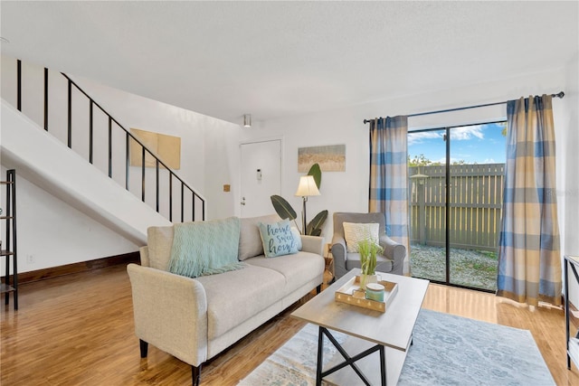 living room with hardwood / wood-style flooring