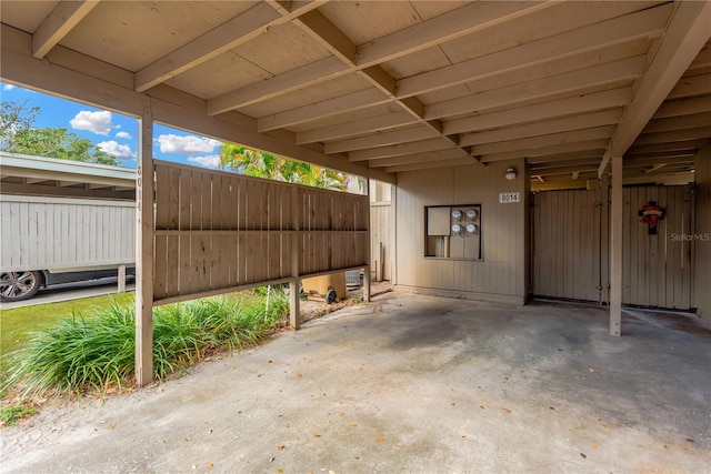 view of patio featuring a carport