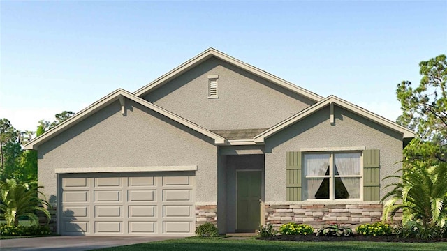 view of front of property with a garage