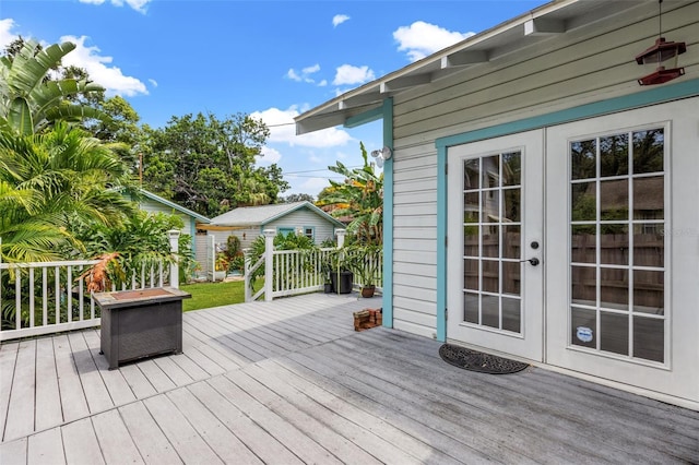 deck featuring french doors