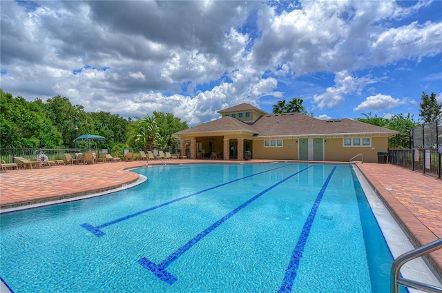 view of pool featuring a patio