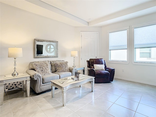 view of tiled living room