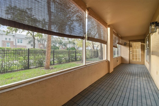 view of unfurnished sunroom