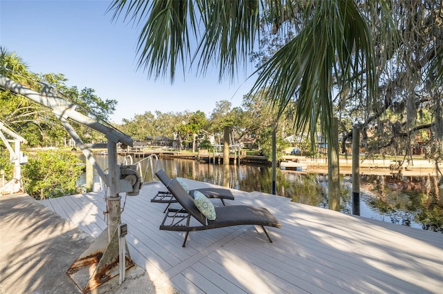 dock area featuring a water view