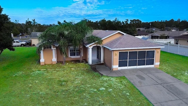 ranch-style home featuring a front yard