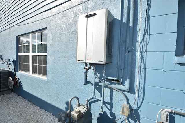 exterior space featuring water heater