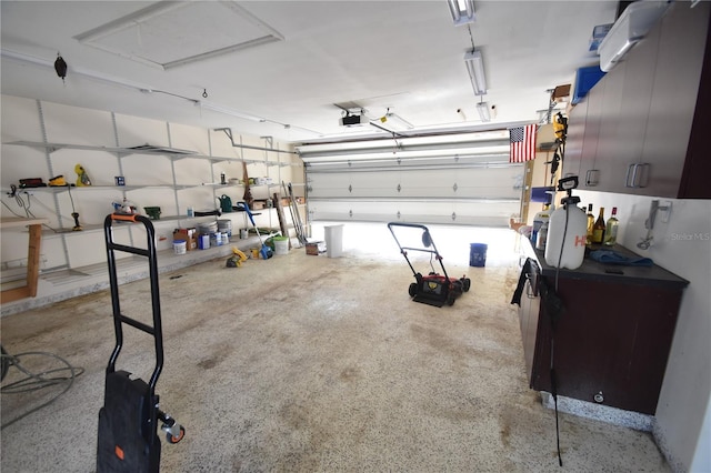 garage with a garage door opener