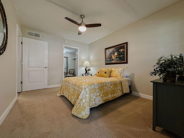 bedroom featuring carpet and ceiling fan