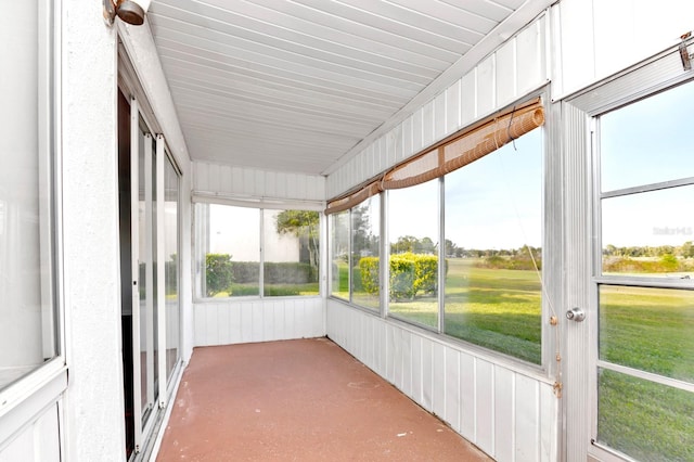 view of unfurnished sunroom