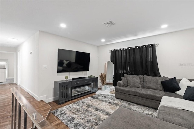 living room with hardwood / wood-style flooring