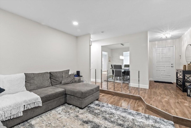 living room featuring wood-type flooring