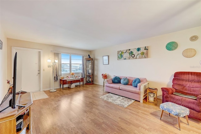 living room featuring light hardwood / wood-style flooring