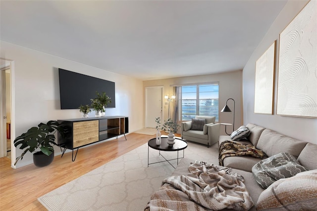 living room featuring light hardwood / wood-style floors