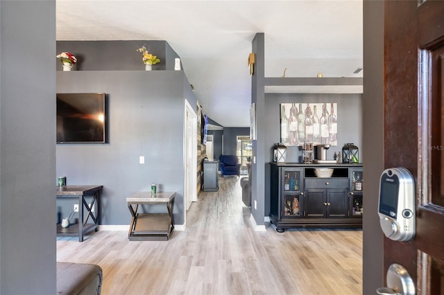 interior space with light hardwood / wood-style flooring