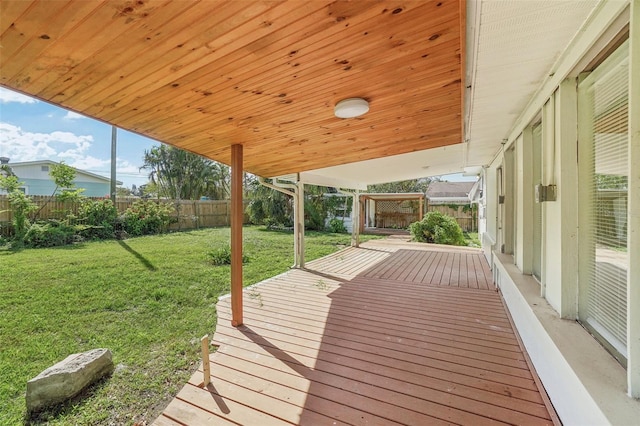 deck featuring a lawn