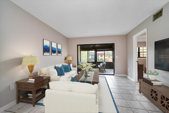 view of tiled living room