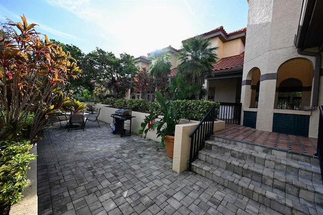 view of patio with area for grilling