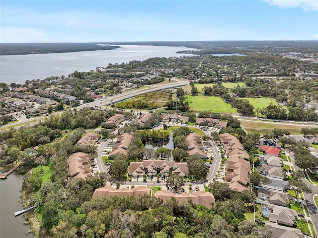 bird's eye view featuring a water view