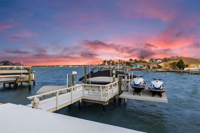 dock area featuring a water view