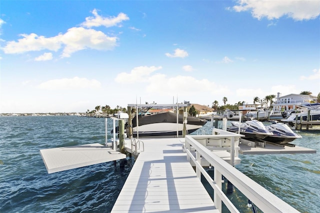 view of dock featuring a water view