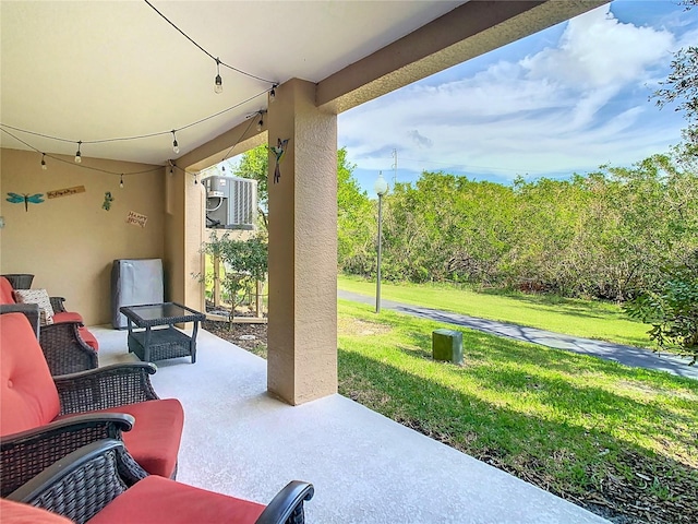 view of patio / terrace with central air condition unit and outdoor lounge area