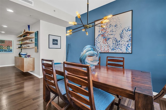 226 5th Ave N Unit 706, Saint Petersburg, FL 33701 - dining space with wood finished floors, baseboards, a notable chandelier, visible vents, and recessed lighting