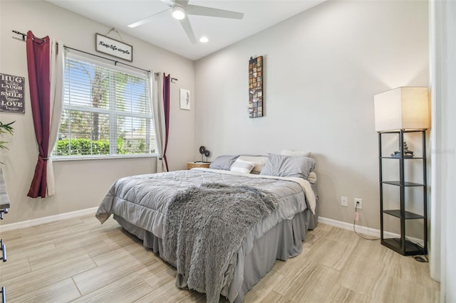 bedroom featuring ceiling fan