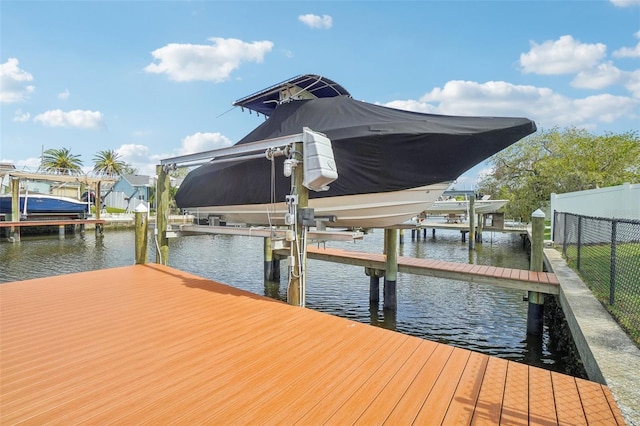 view of dock featuring a water view