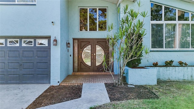 entrance to property with a garage